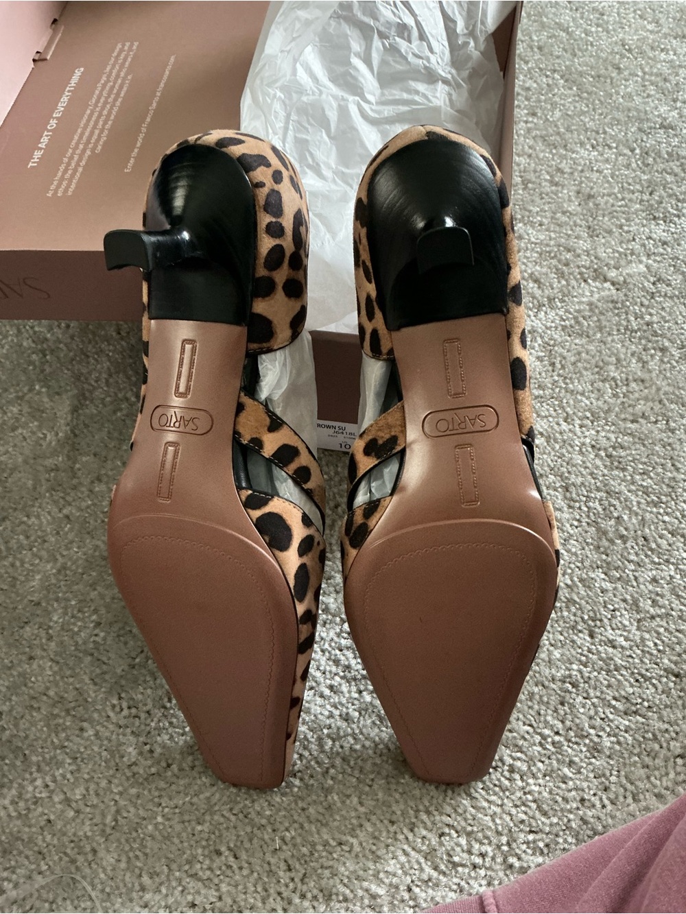 SARTO By Franco Sarto Leopard Print Pointed Toe Flats - Tan/Black - Picture 4 of 6